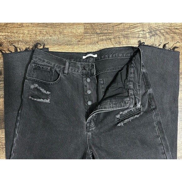 PacSun Women's Ultra High Rise Slim Jeans Size 30 Black‎ Distressed Button Fly - Picture 4 of 11